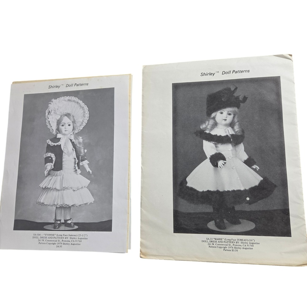 Vintage Shirley Augustine Doll Patterns Marie SA-33 Yvonne SA-104 Jumeau